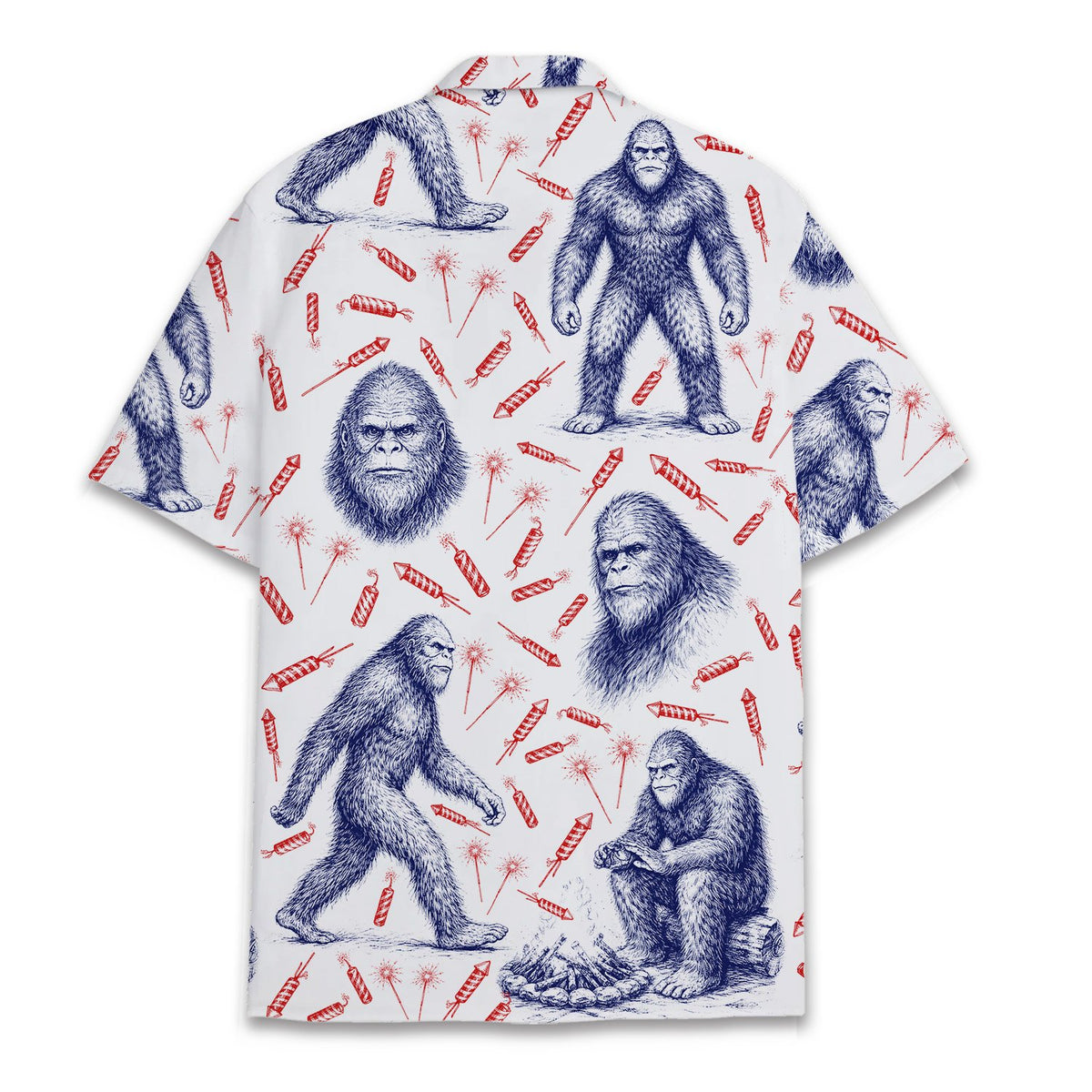 Another back view of the bigfoot hawaiian shirt