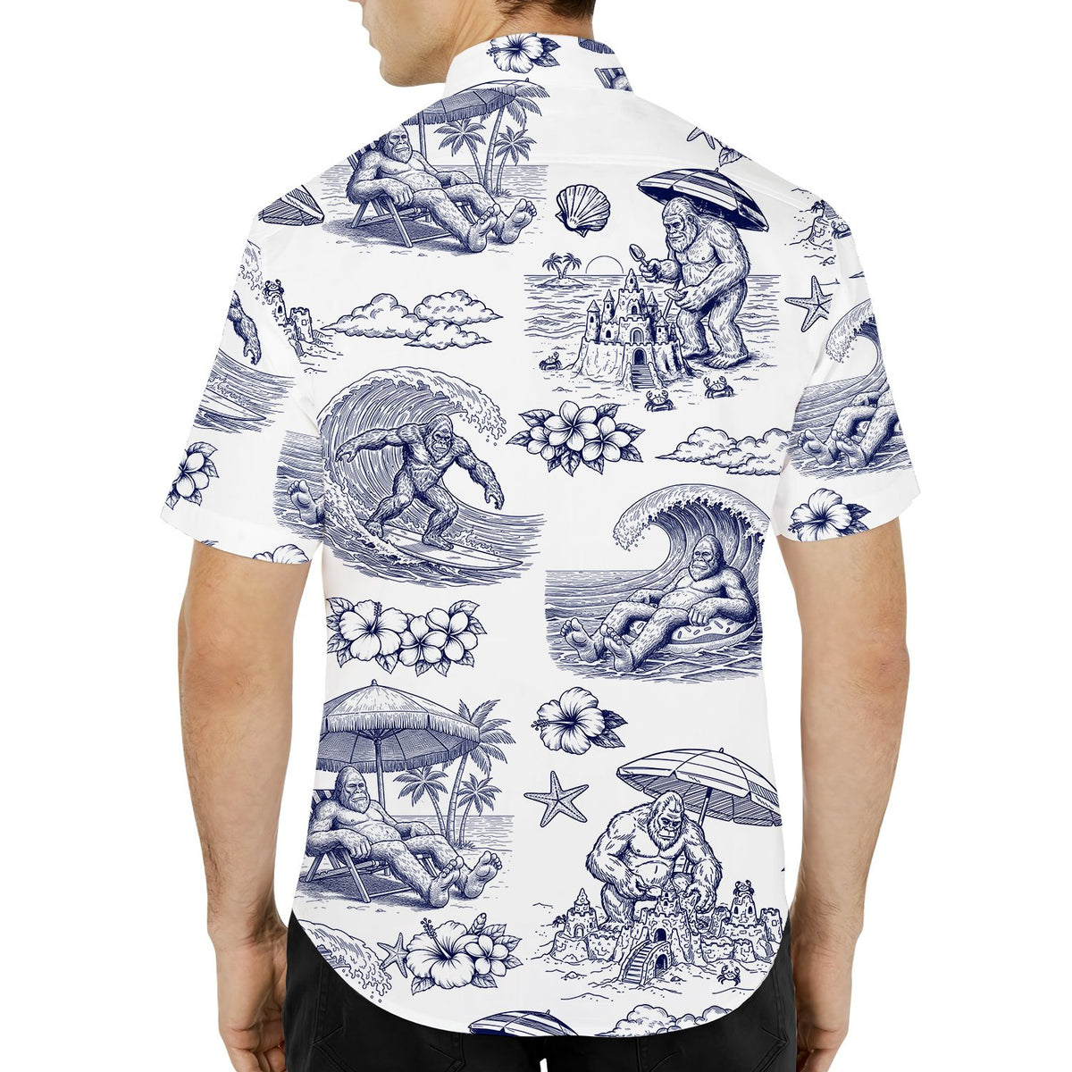 Third lifestyle view highlighting the beach hawaiian shirt in a sunny setting