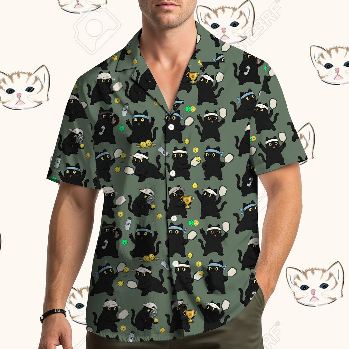 Lifestyle view of people wearing the fun matching family hawaiian shirts