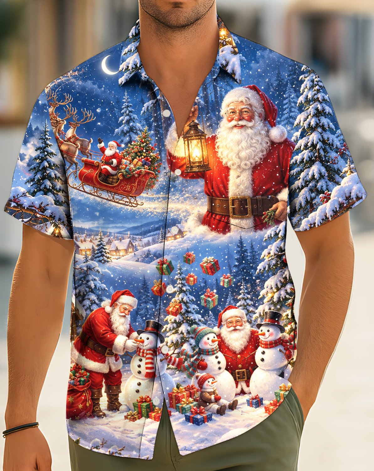Second lifestyle view showing the holiday hawaiian shirt