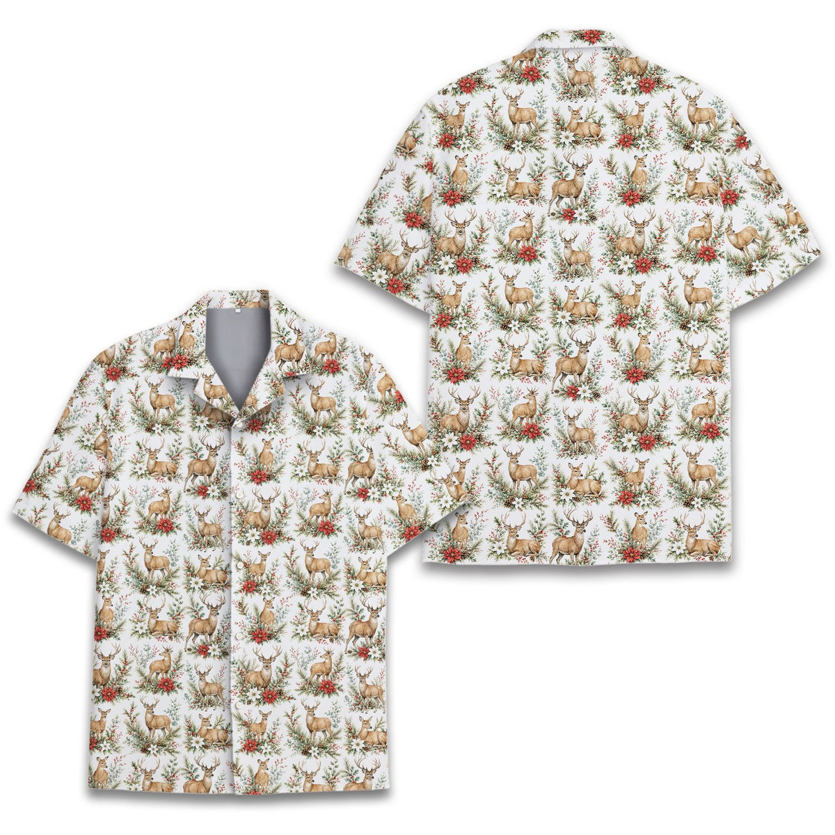 Final lifestyle view of the holiday hawaiian shirt