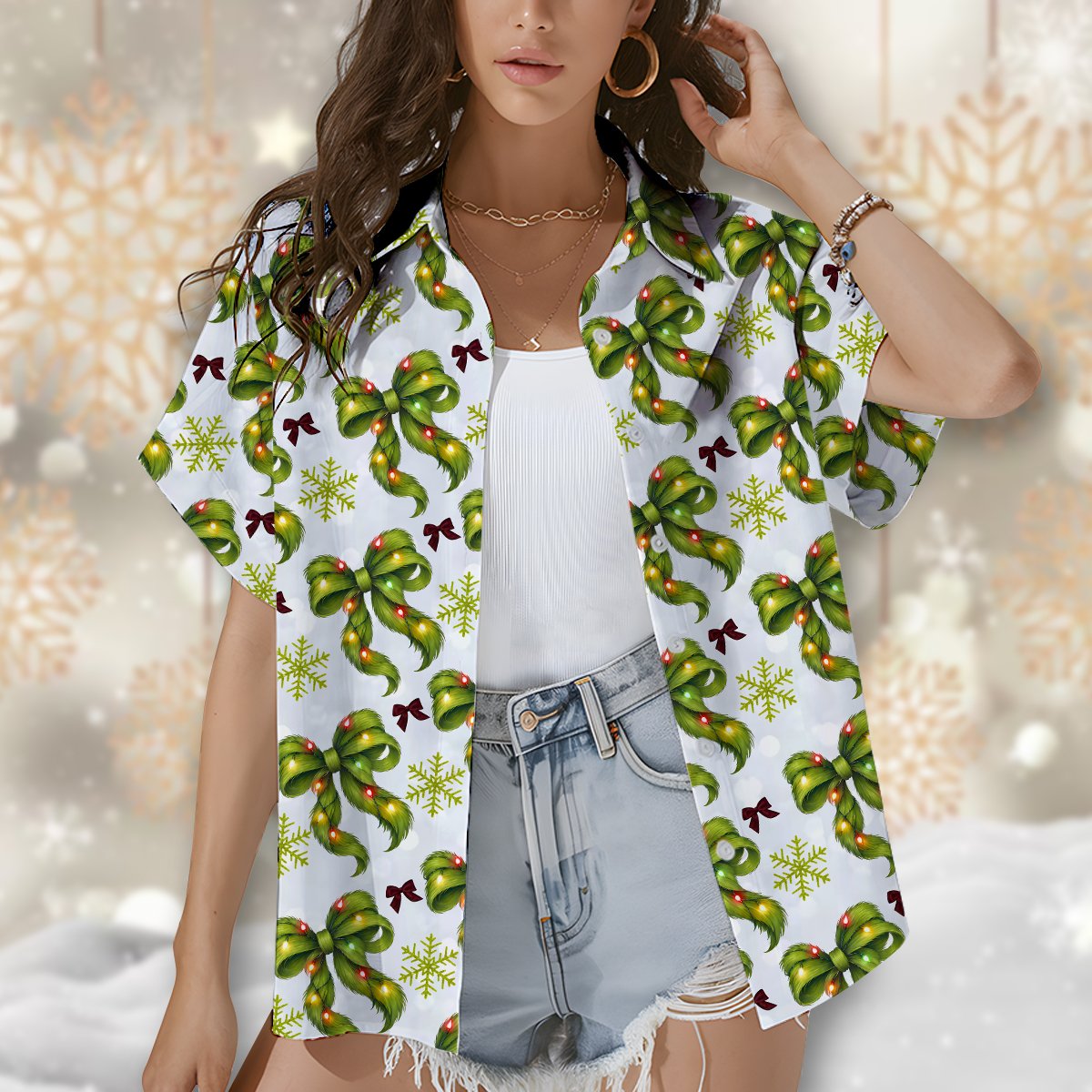 Another lifestyle image featuring the family hawaiian shirts