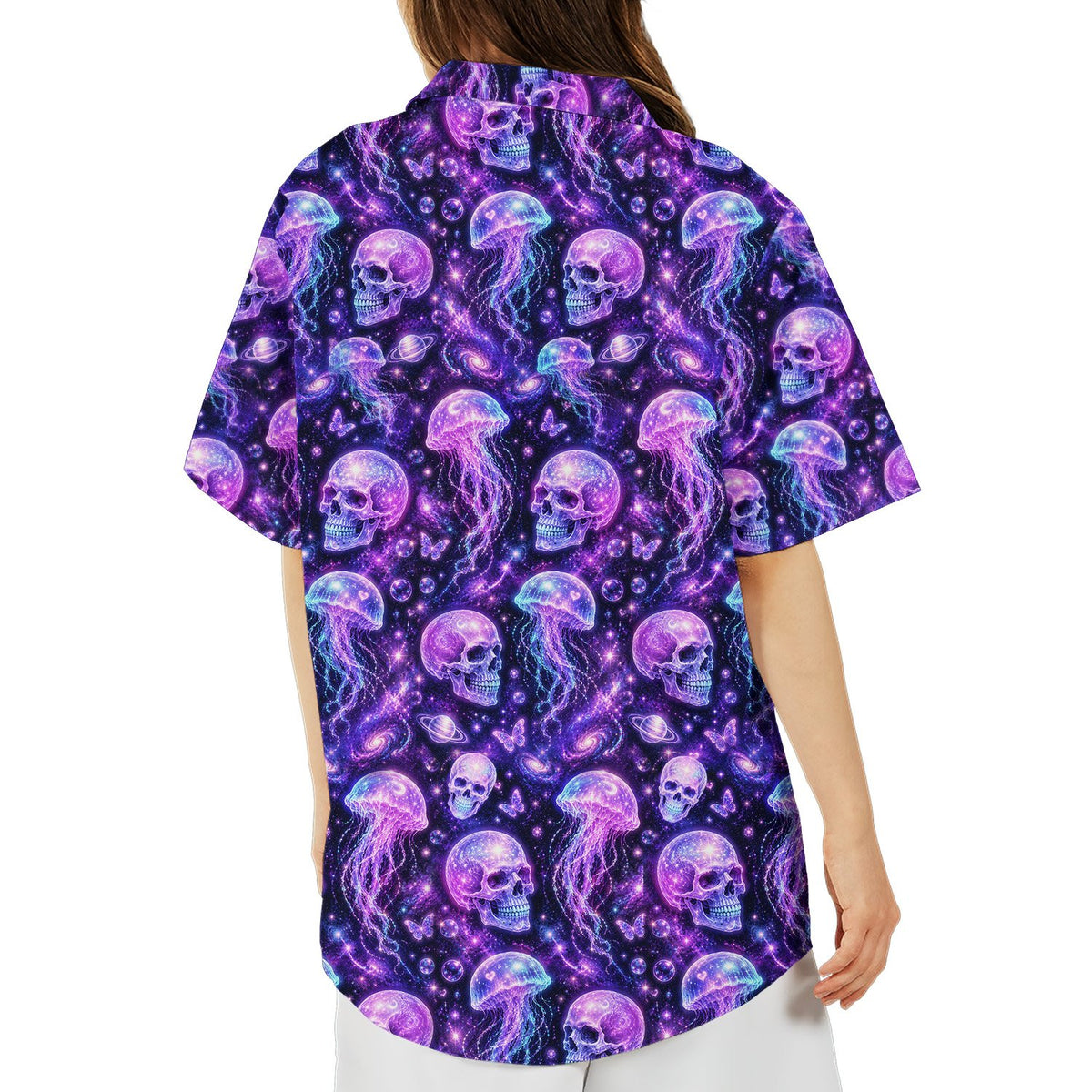 Sixth lifestyle view of the matching family hawaiian shirt in a casual setting
