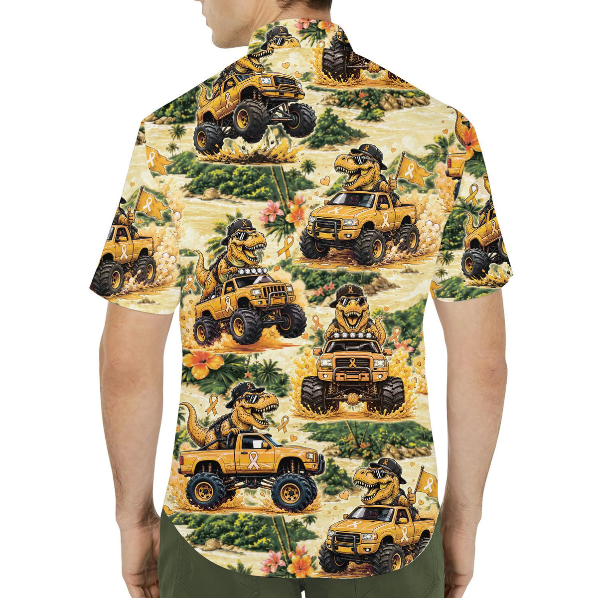 Second lifestyle view showing the tropical summer hawaiian shirt in a natural setting