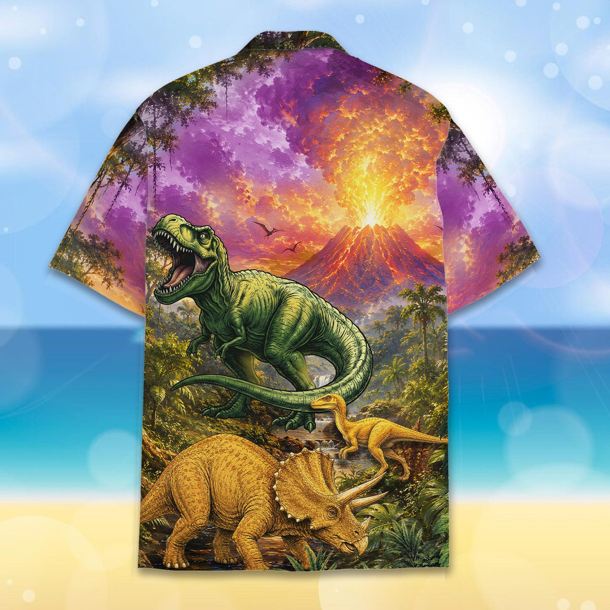 Full back view of the matching family hawaiian shirt