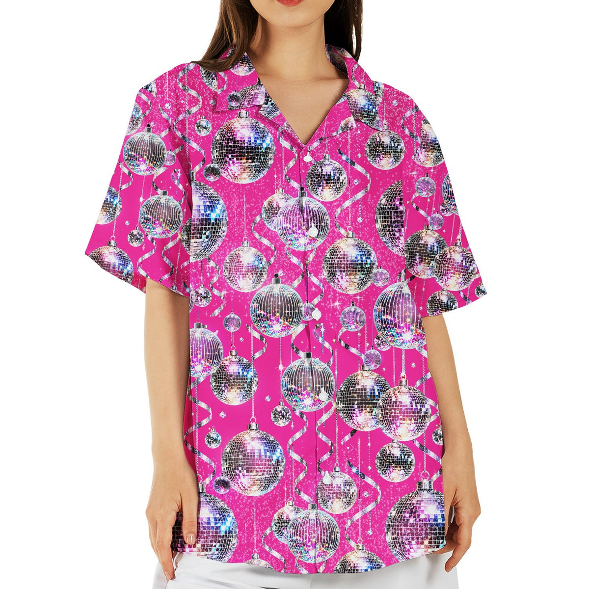 Fourth lifestyle view of the abstract hawaiian shirt outdoors