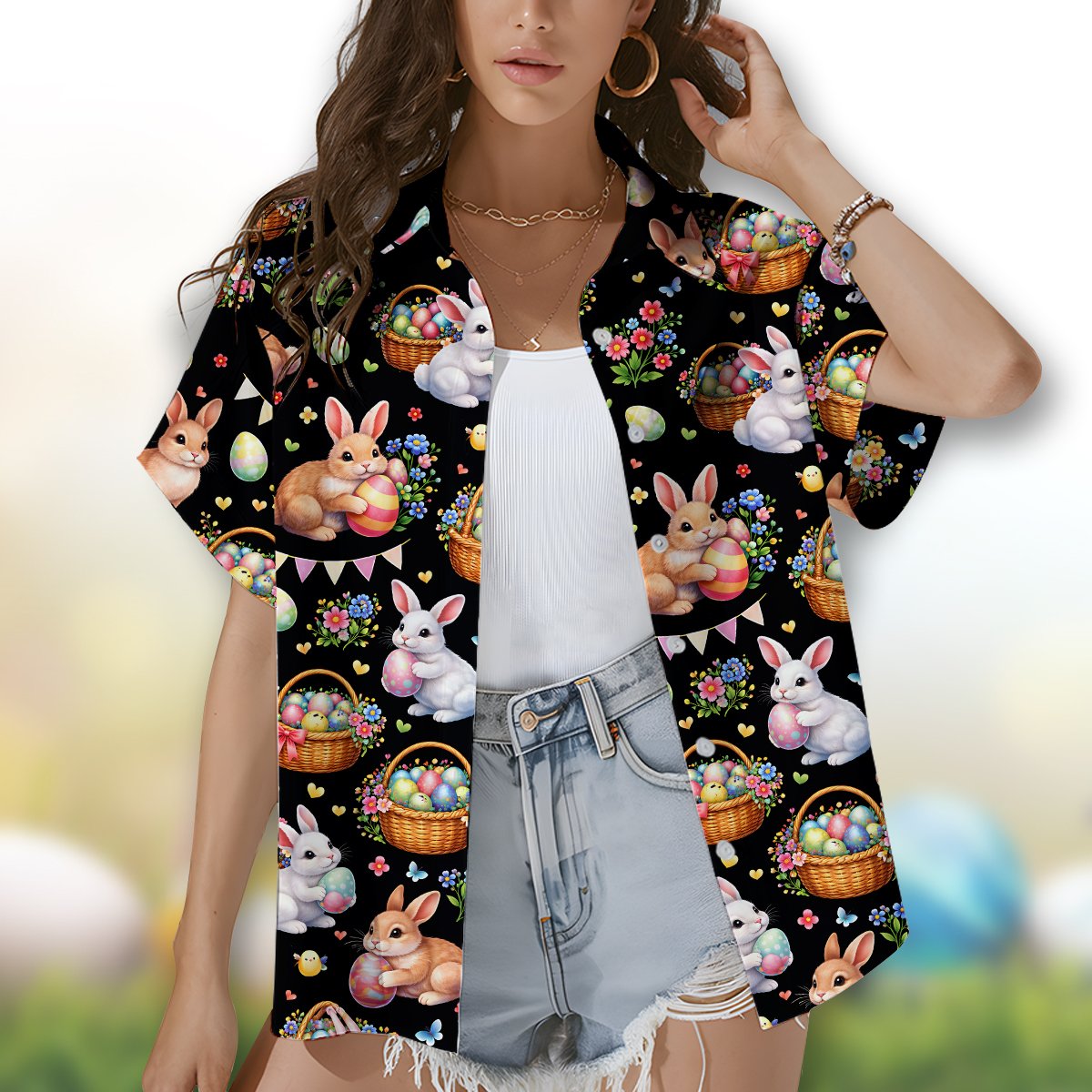 Second lifestyle view of the matching family hawaiian shirt in an everyday setting