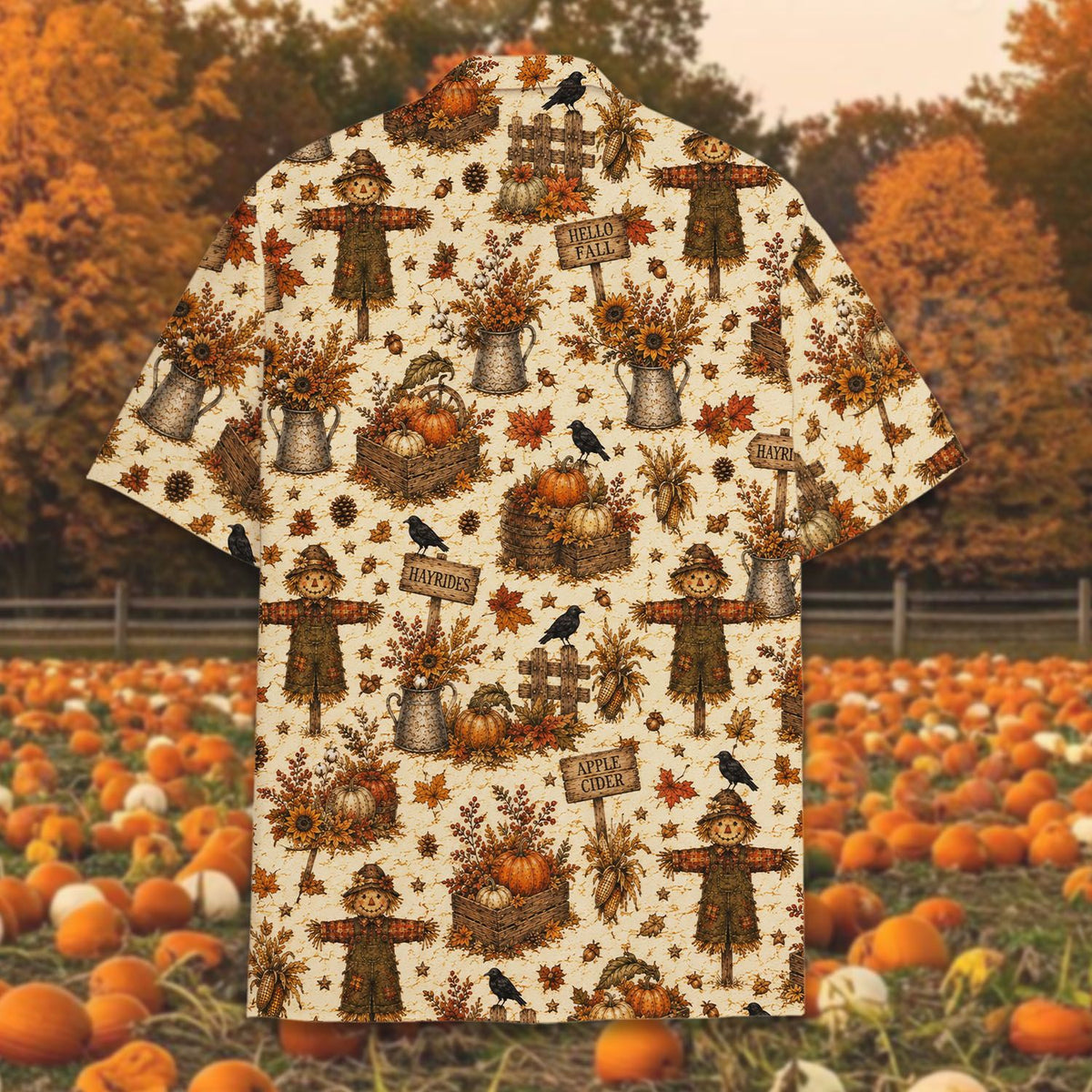 Thanksgiving hawaiian shirt back pattern view