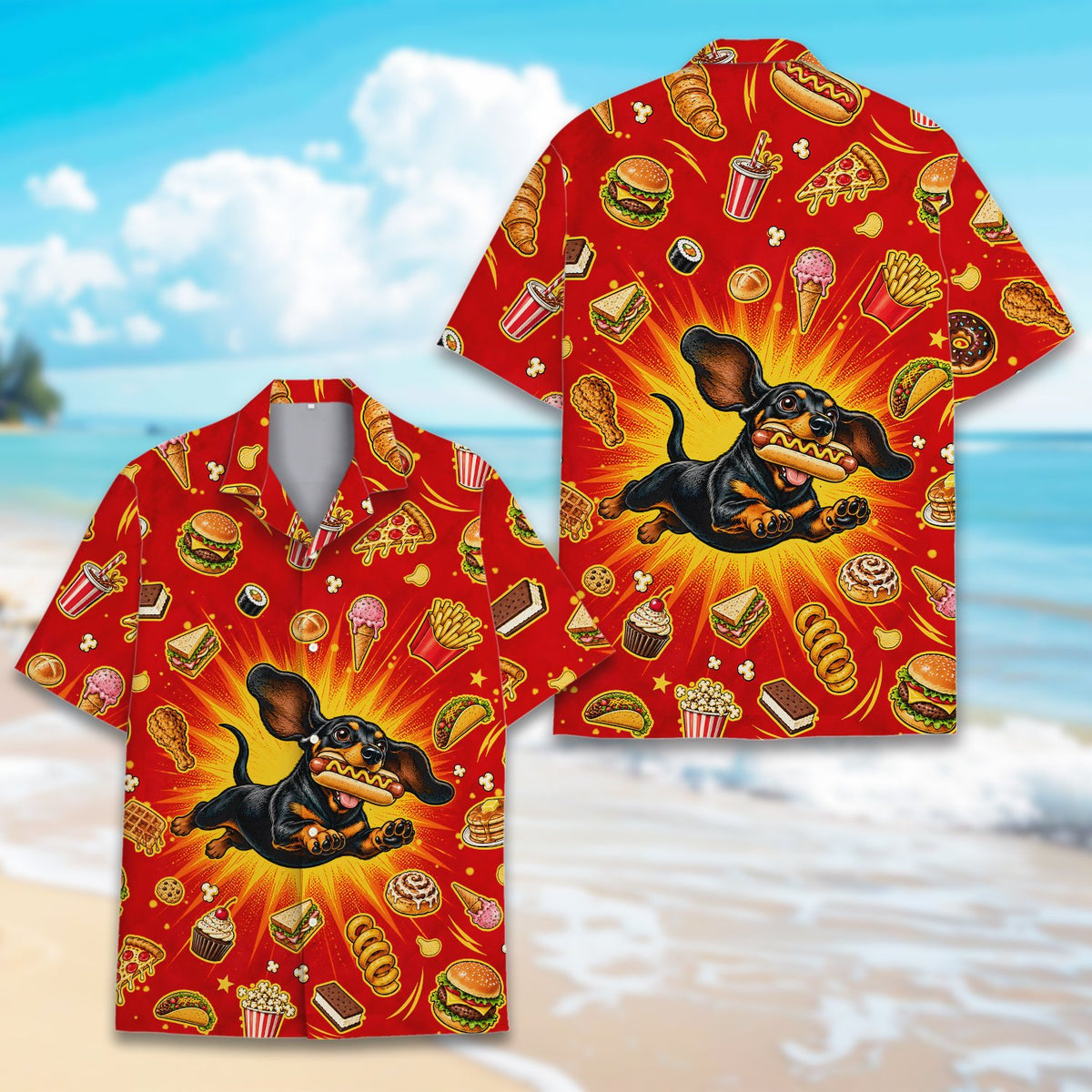 Lifestyle picture featuring the fun family hawaiian shirts design