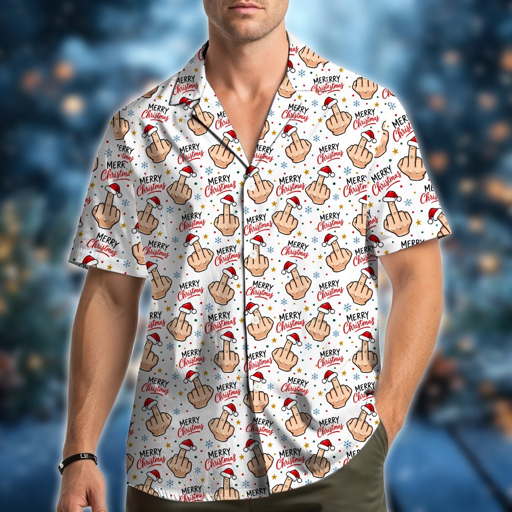 Second lifestyle image showing the matching family Hawaiian shirt in a festive setting