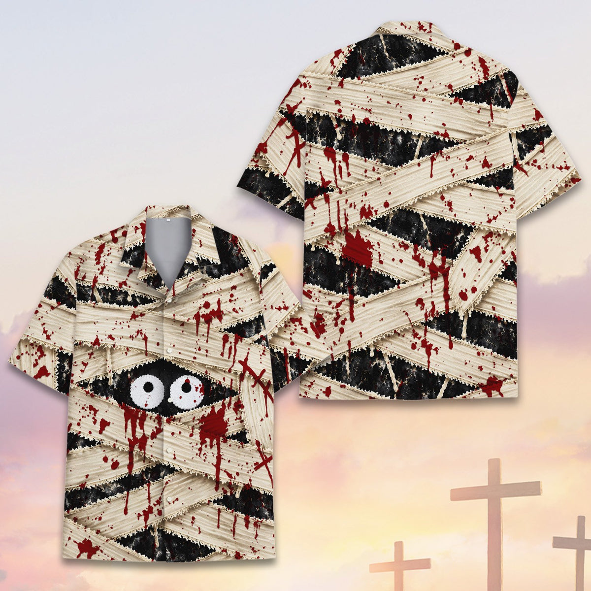 Fifth lifestyle view highlighting the vibrant red and white mummy design