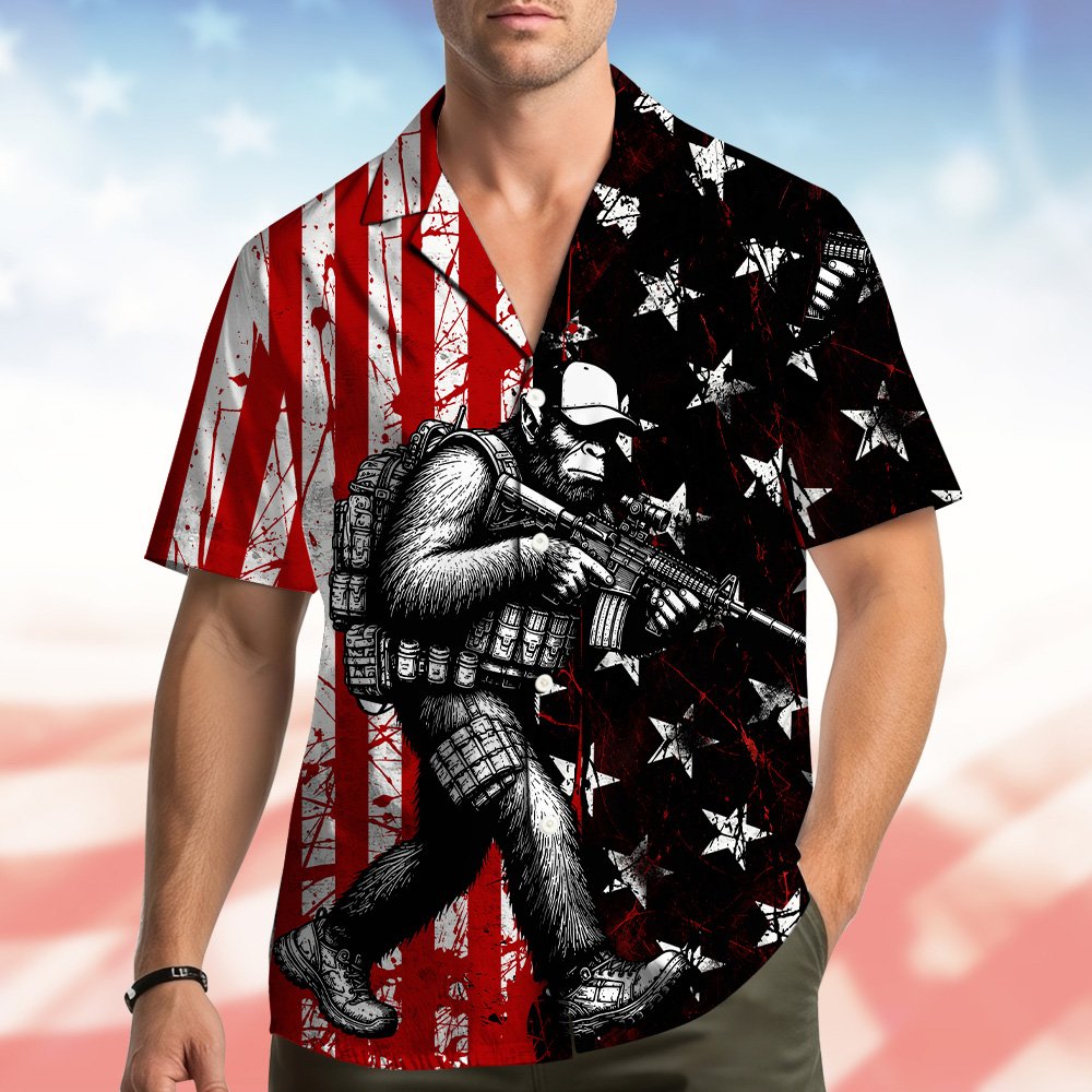 Third lifestyle view showing the matching family hawaiian shirt ensemble