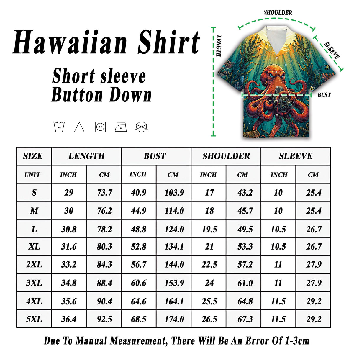 Additional perspective of the teal and orange ocean hawaiian shirt