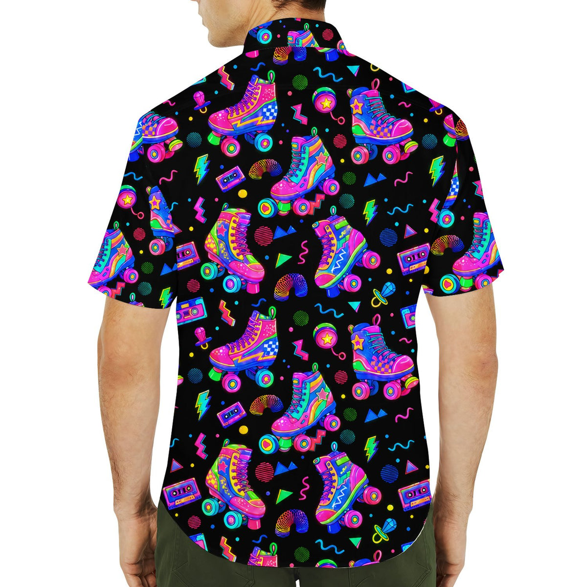 Back detail view 2 of the neon retro hawaiian shirt