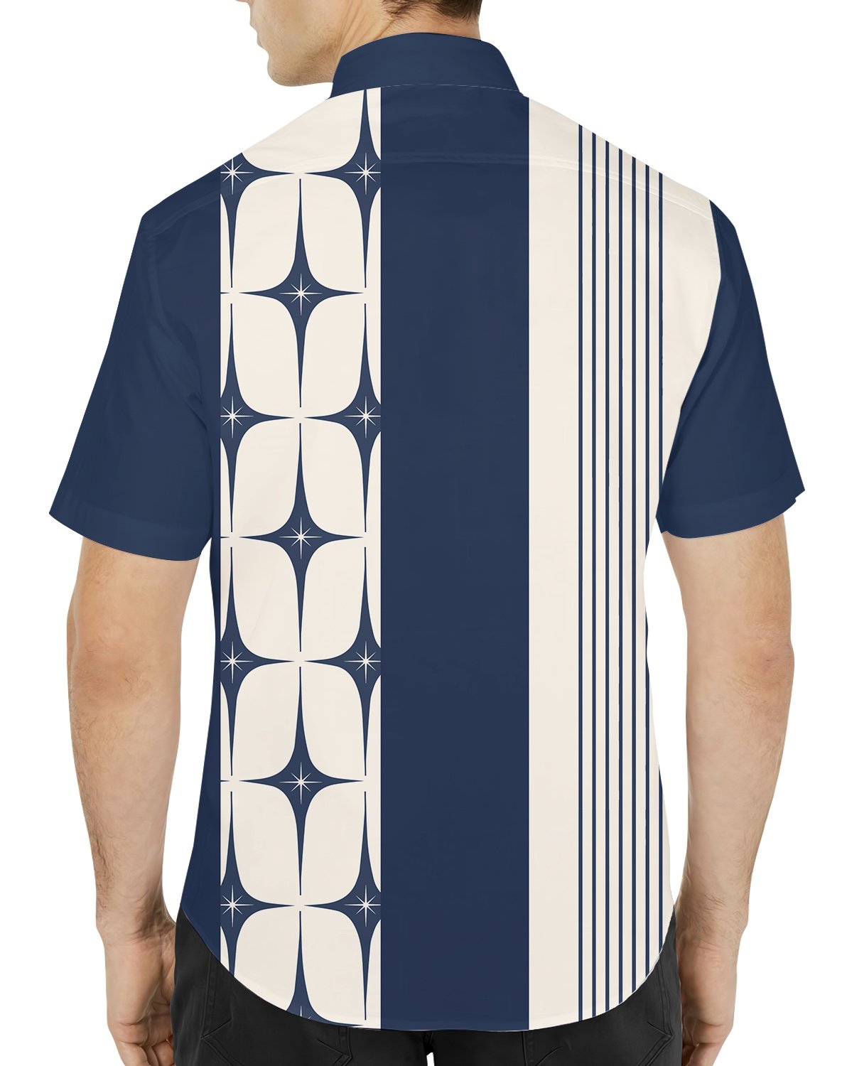 Second lifestyle view showing the retro hawaiian shirt outfit