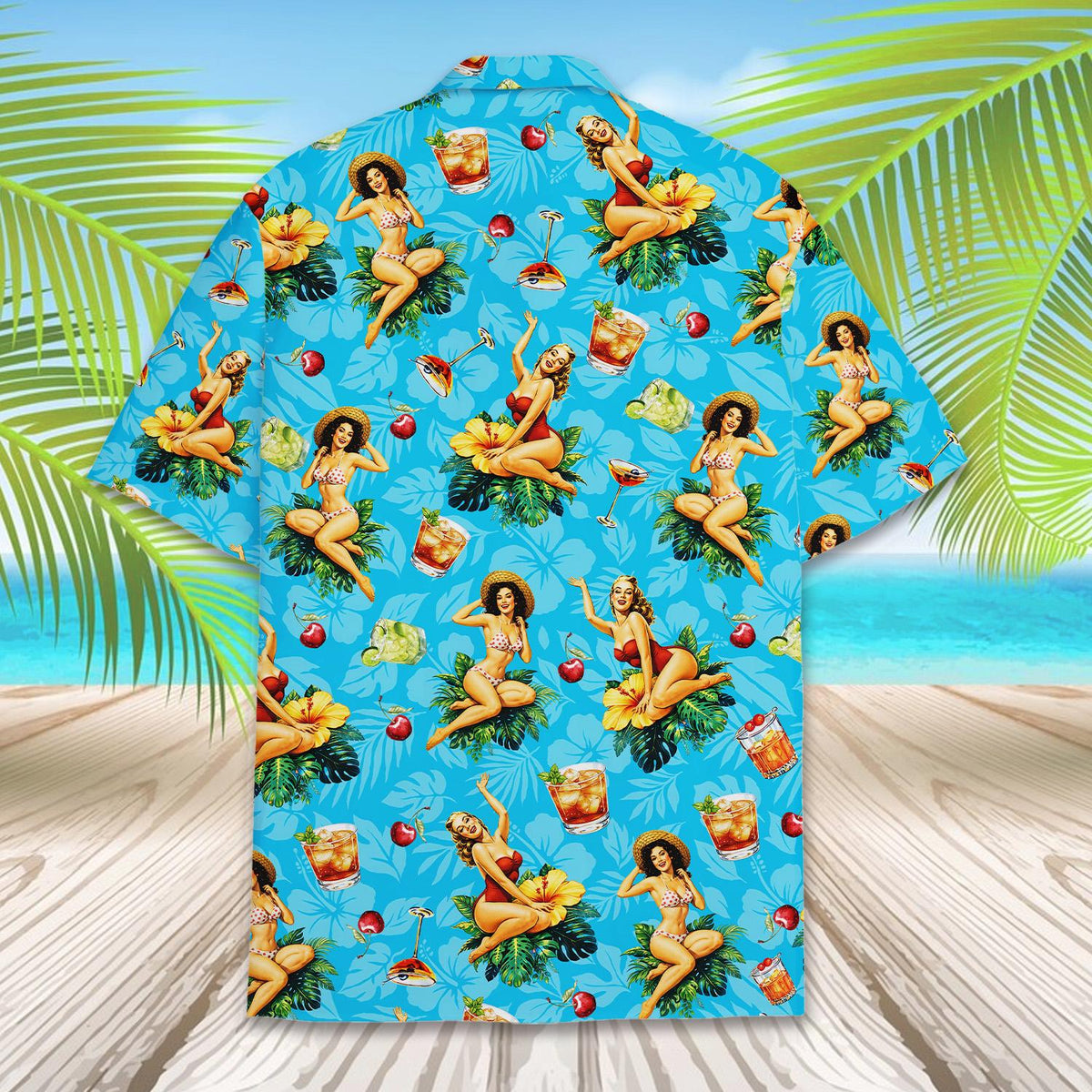 Another back view displaying the vibrant tropical pattern