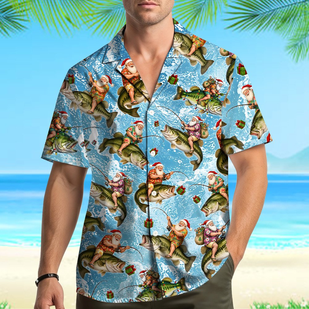 Third lifestyle view highlighting the fun matching family hawaiian shirts design