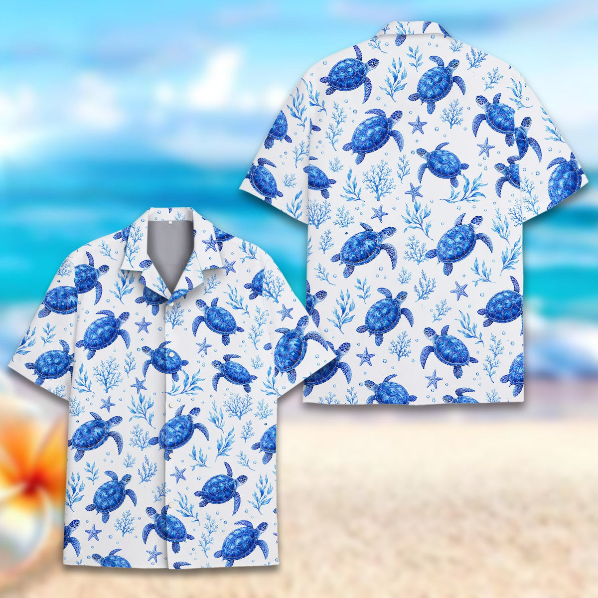 Third lifestyle view showing the matching family outfits in a summer setting