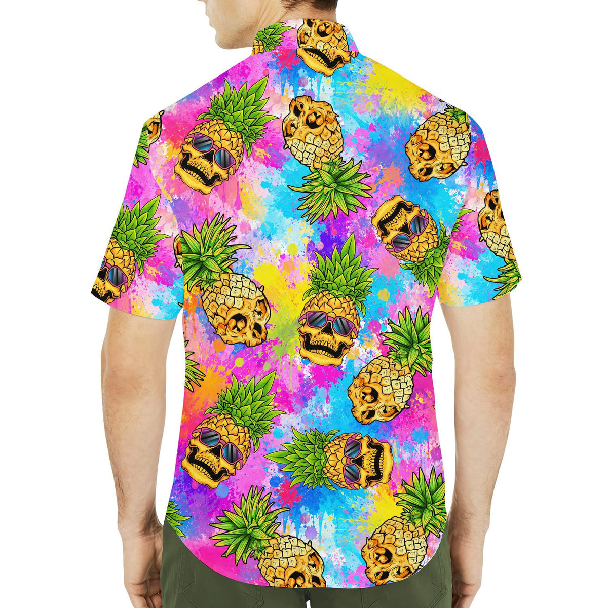 Second lifestyle view of the skull pineapples hawaiian shirts