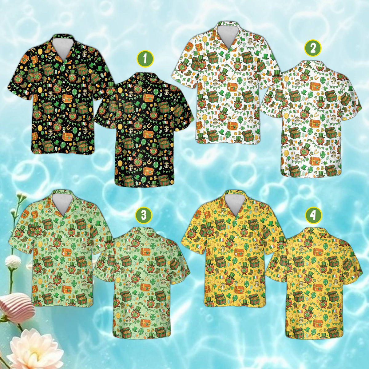 St. Patrick's Day hawaiian shirt family matching outfit styled view