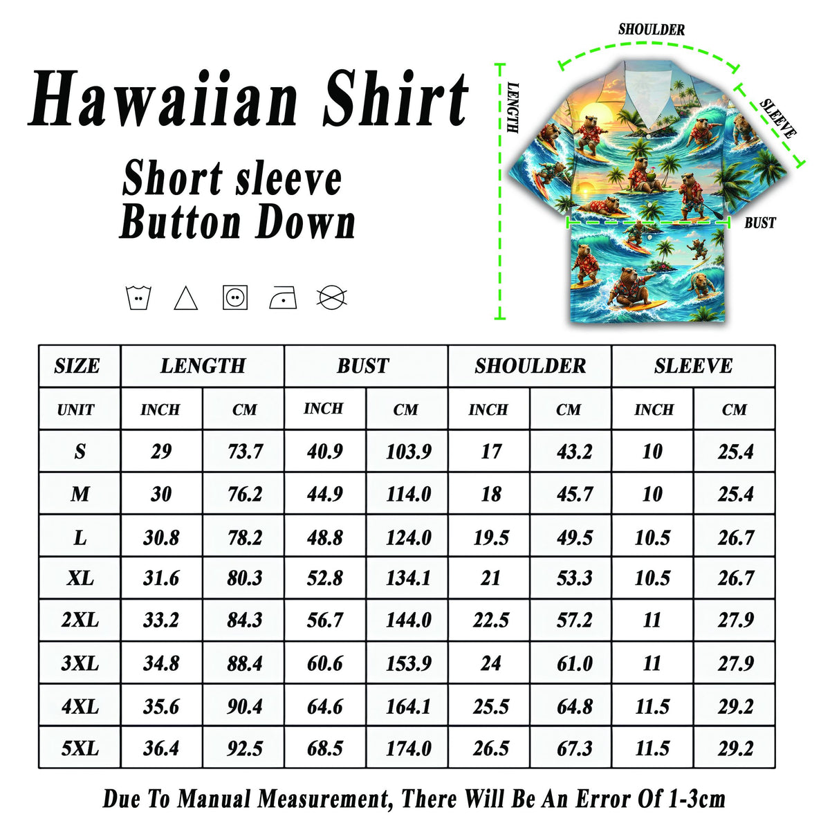 Additional view of the vibrant tropical capybara surf hawaiian shirt folded
