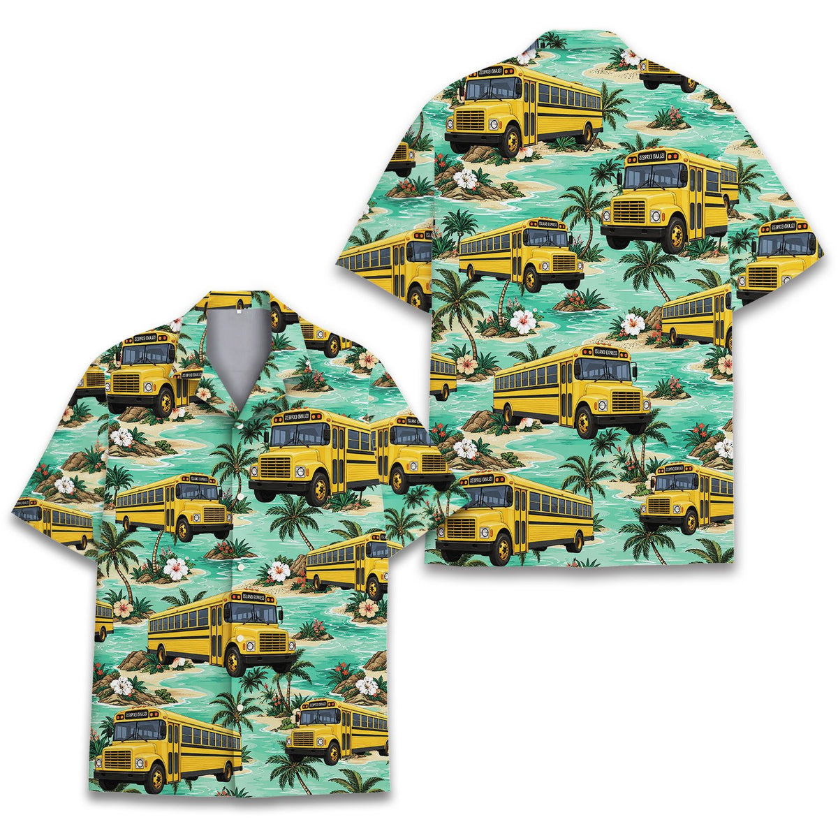 Fabric detail view of the yellow tropical hawaiian shirt