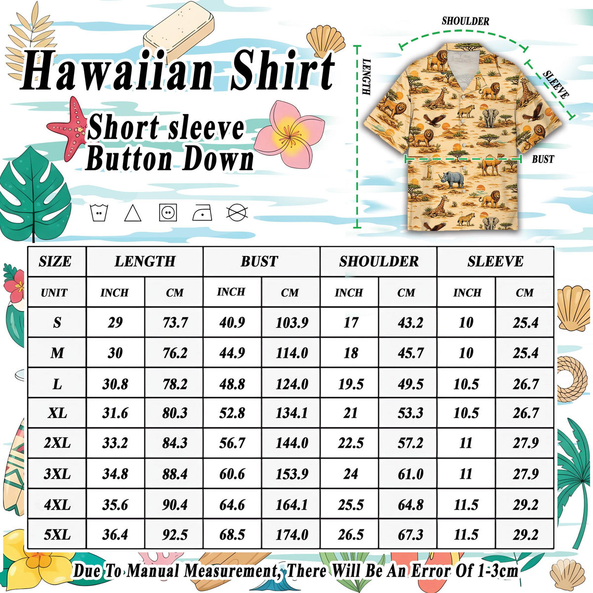 Detailed fabric view of the wild animals hawaiian shirt