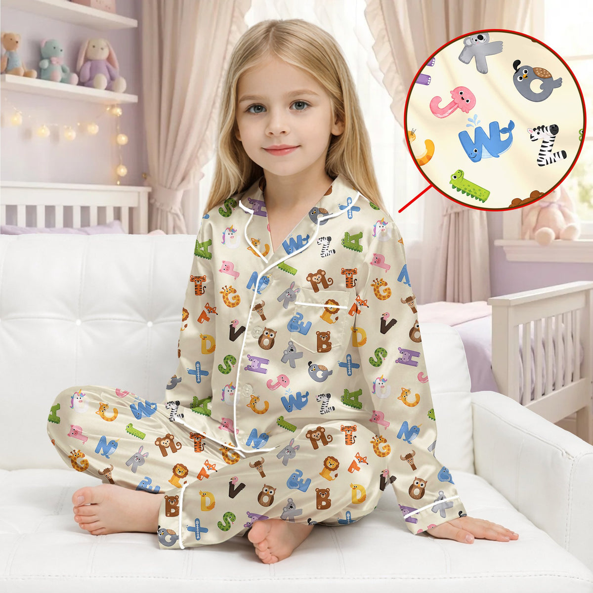 Alternate front view of the comfortable pajama set for kids