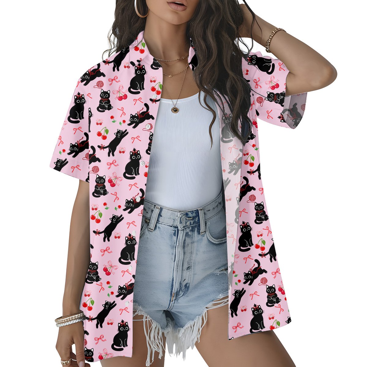 Playful cats pajama set featured in a family lifestyle scene