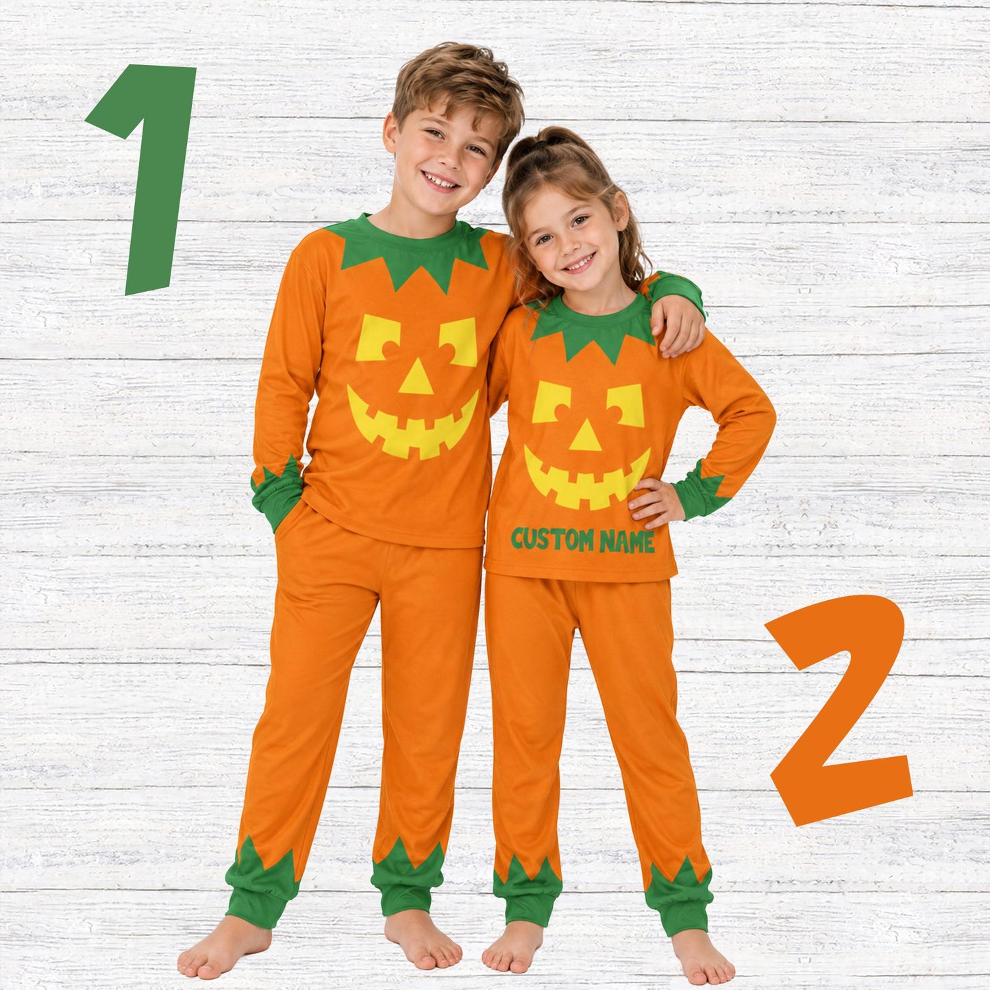 Second lifestyle view of the custom Halloween pajama set