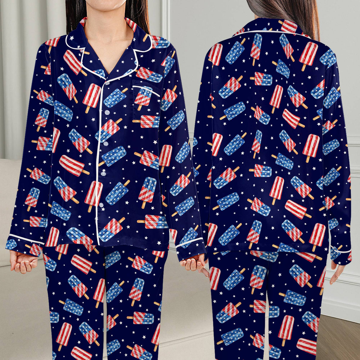 Additional front view displaying the vibrant red white and blue popsicle pattern