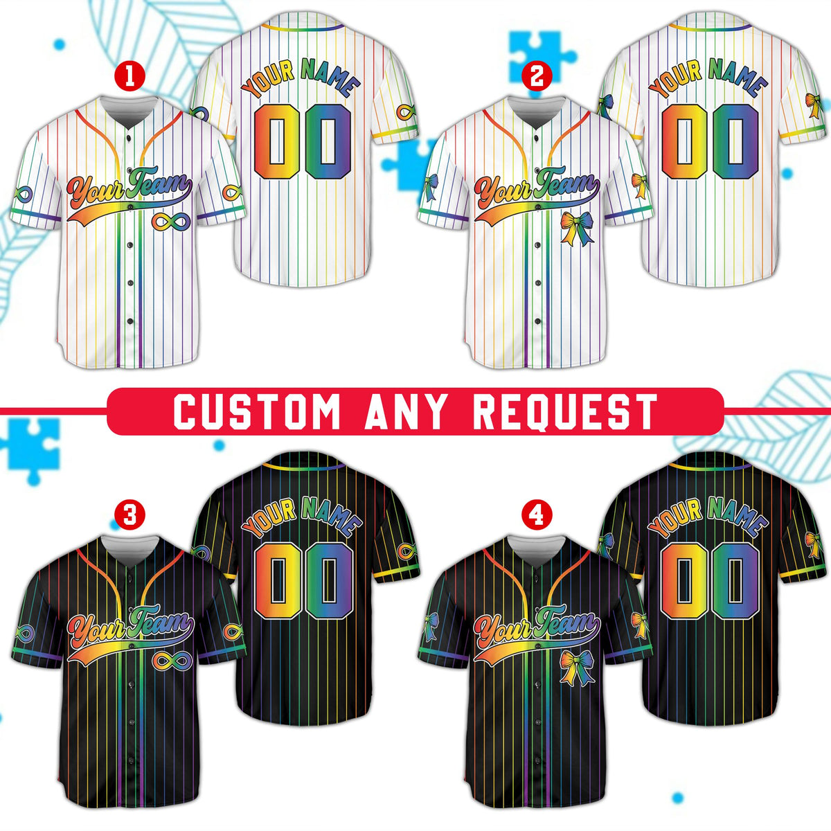 Detailed view of the custom name and number baseball jersey design