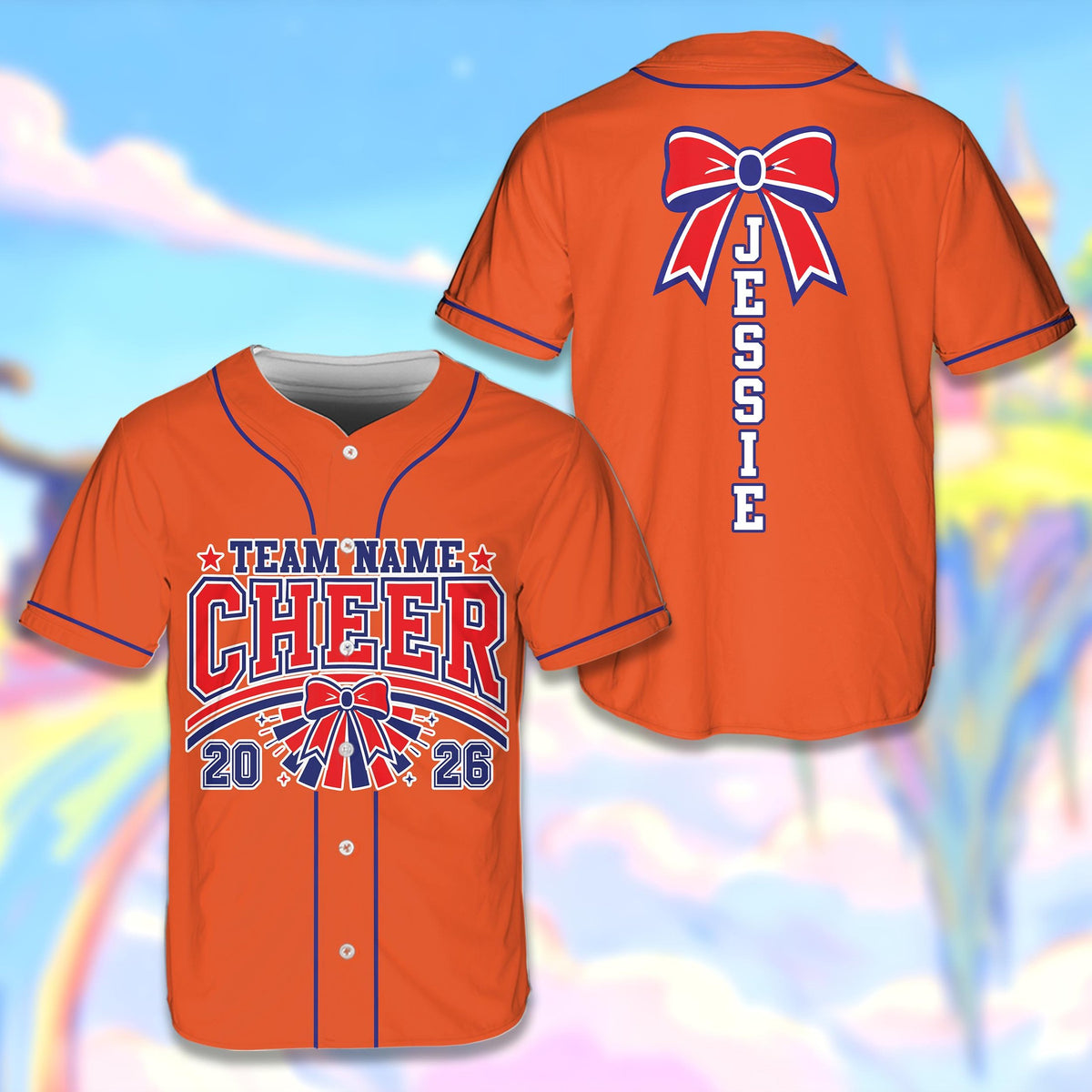 Orange personalized baseball jersey front view
