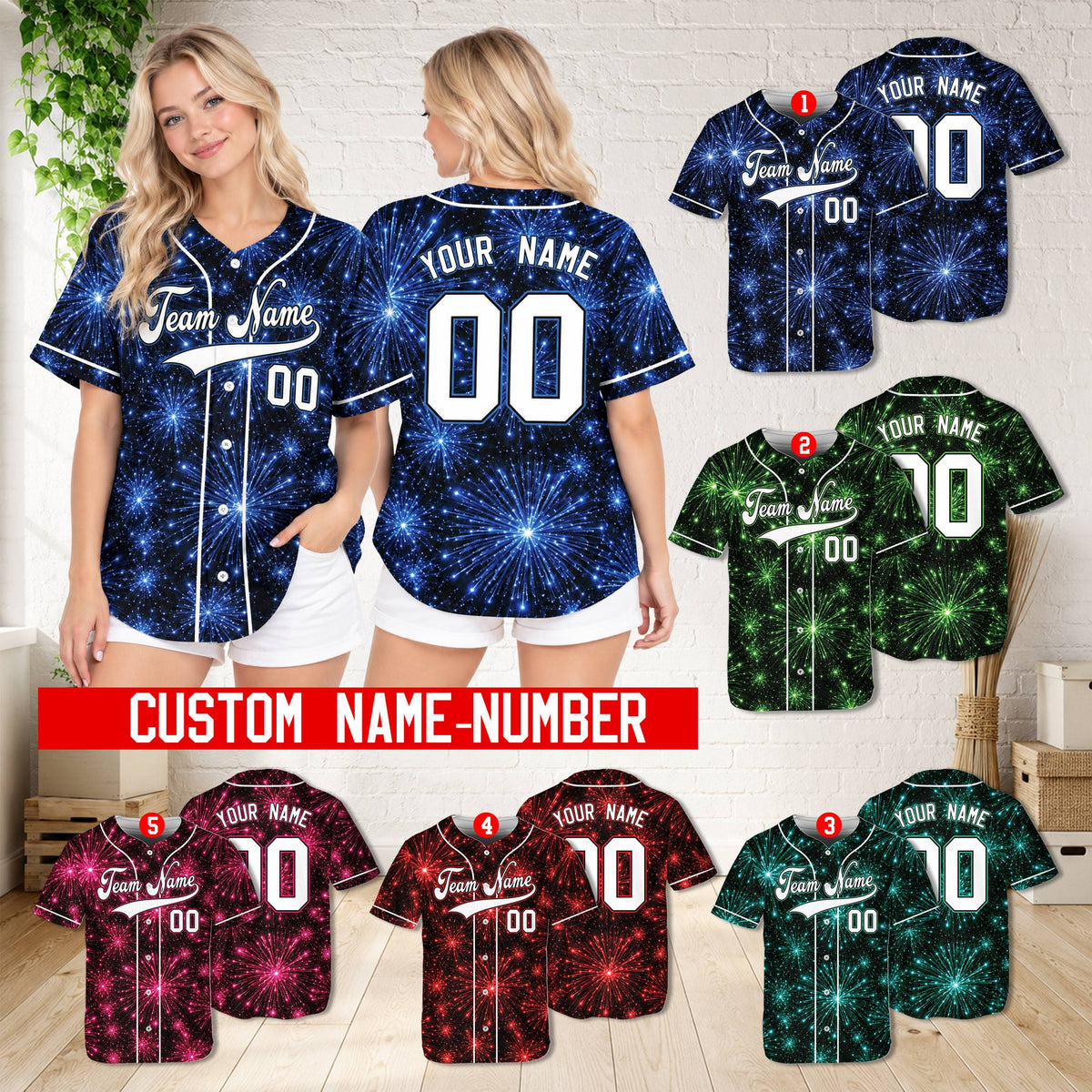 Lifestyle view of an adult wearing the custom name and number baseball jersey