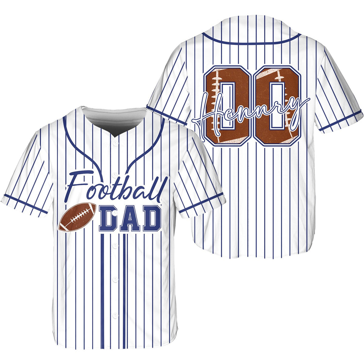 Front view of the family baseball jersey with button-down detail