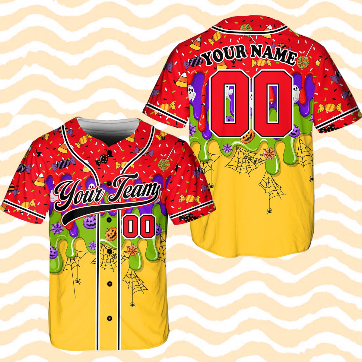 Final front view of the personalized holiday baseball jersey