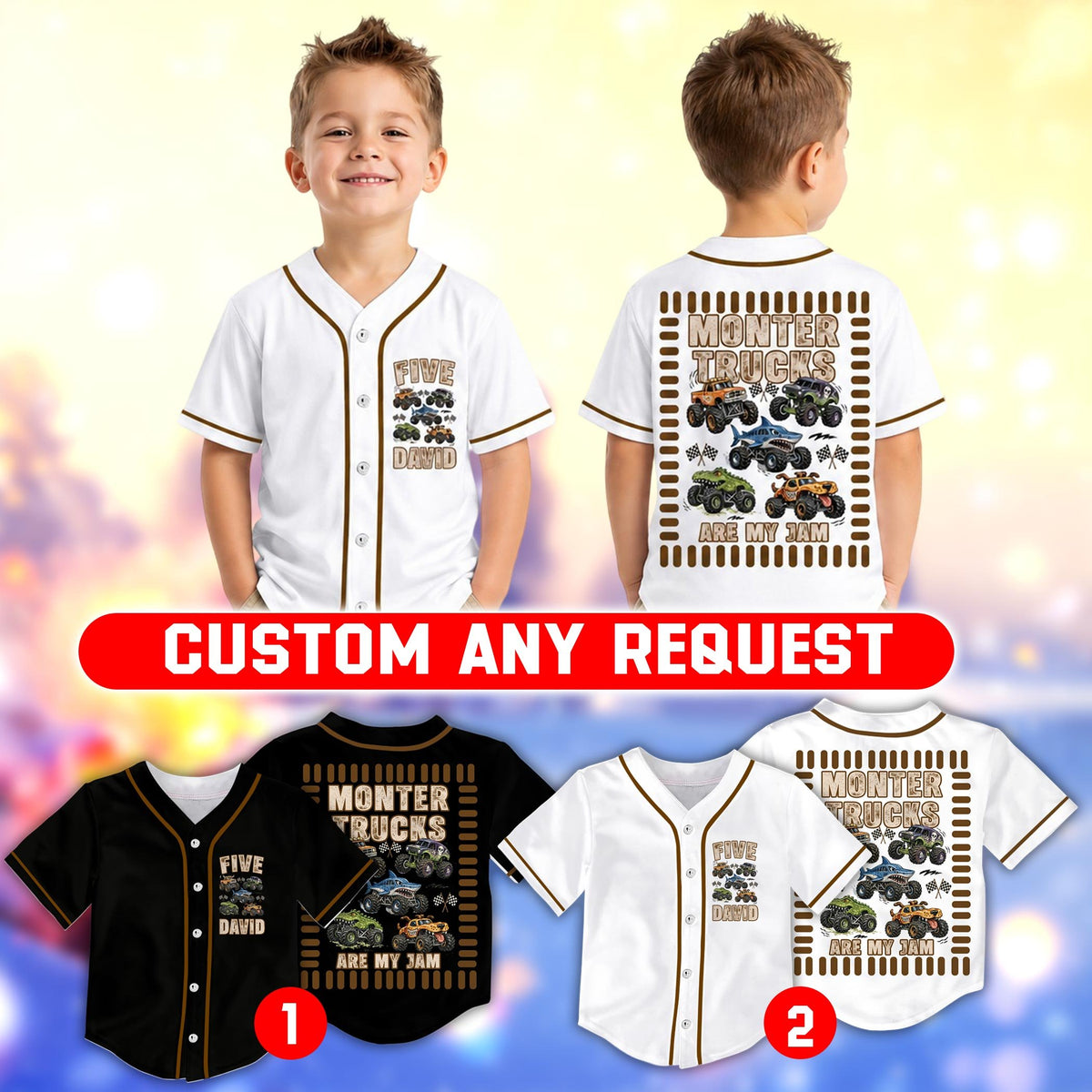 Multicolor lifestyle view showcasing the back graphics of the personalized baseball jersey