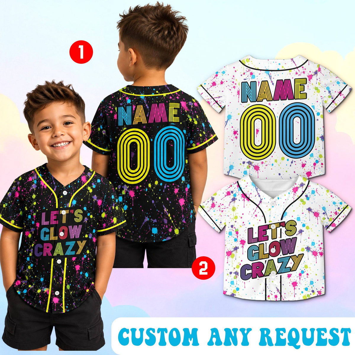 Lifestyle view of someone wearing the vibrant retro baseball jersey