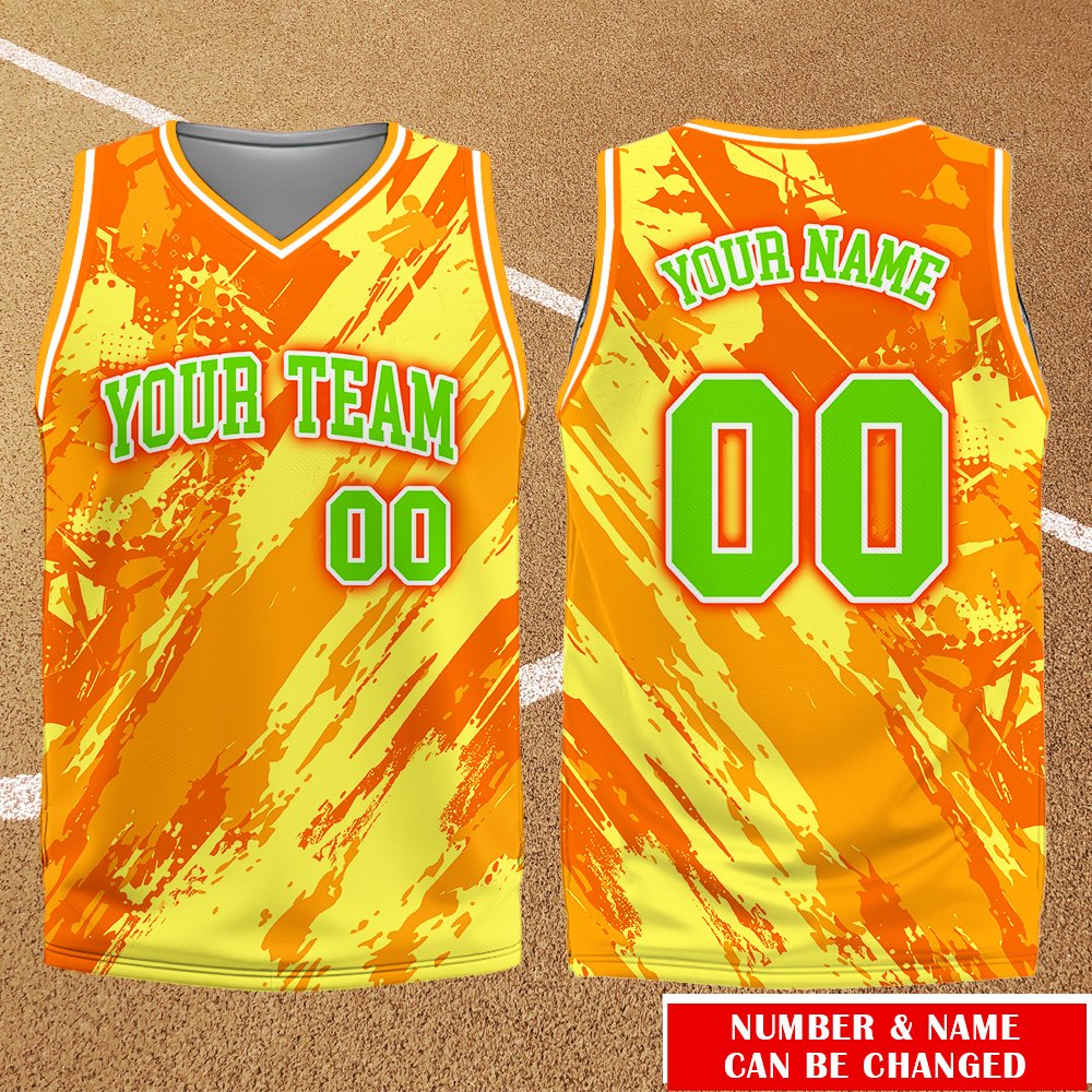 Multicolor abstract basketball jersey full front