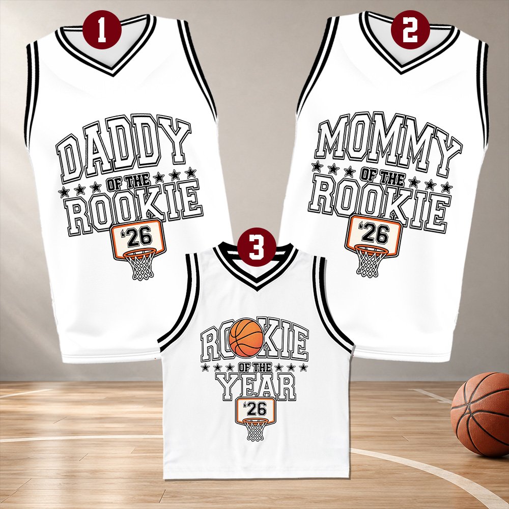Third lifestyle view showing the back of the custom basketball jersey with a personalized name and number