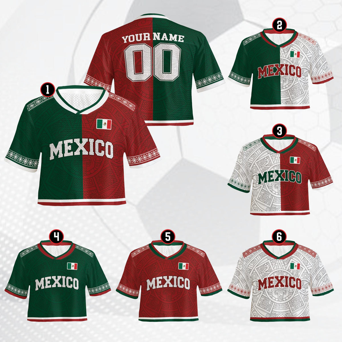 Another front view of the multicolor personalized Mexico football jersey
