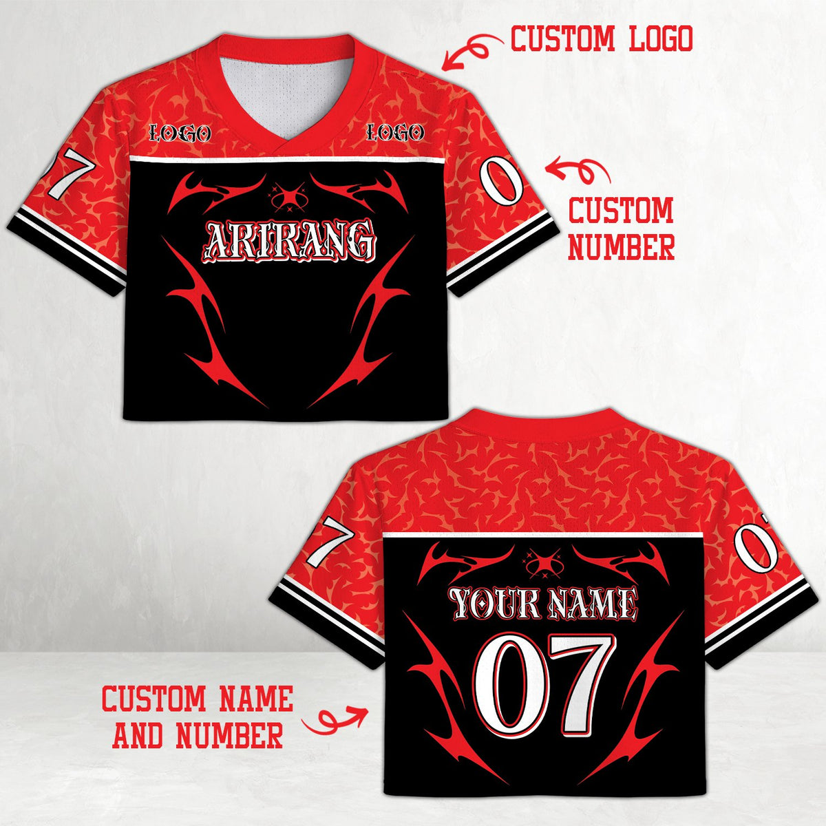 Black retro y2k football jersey with abstract pattern