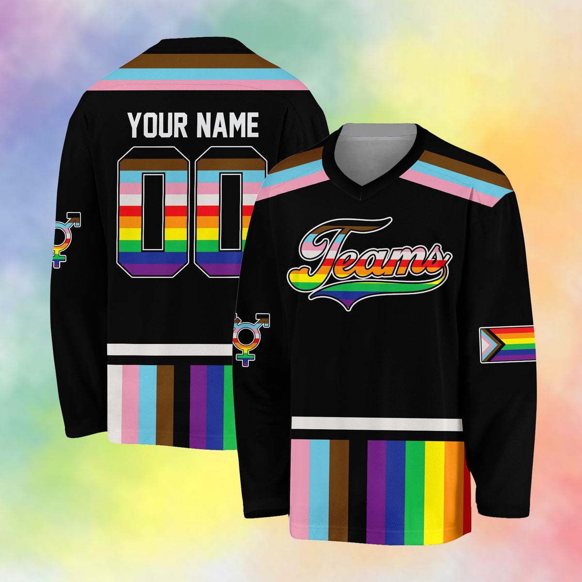 Front view 9 of black custom hockey jersey
