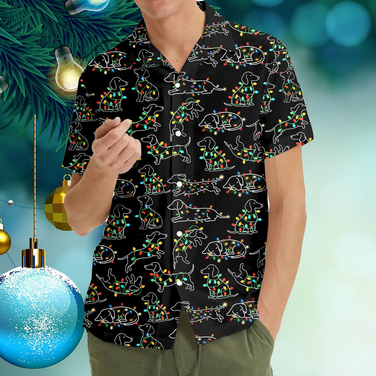 Second lifestyle view featuring the holiday dog polo shirt