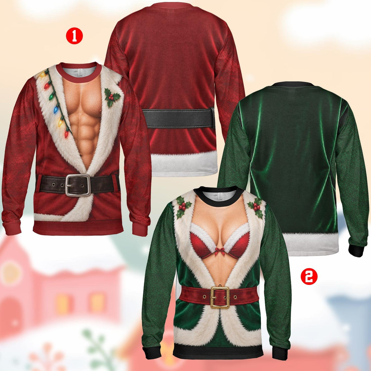 Multicolor view of funny fake open jacket holiday sweaters