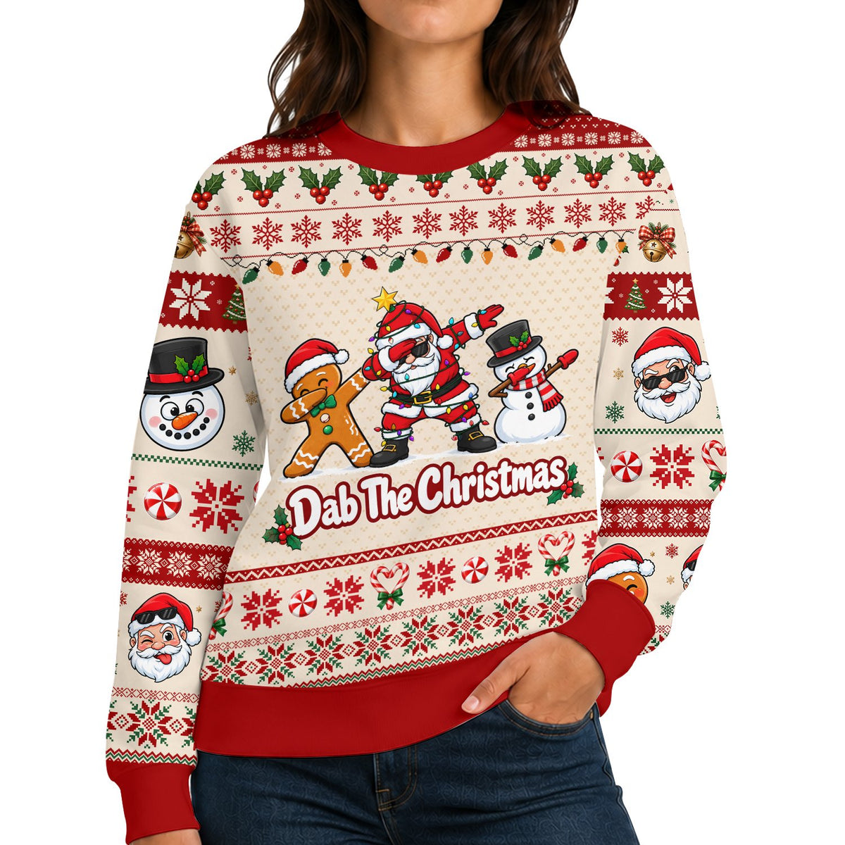 Fourth lifestyle view showing the festive ugly sweater