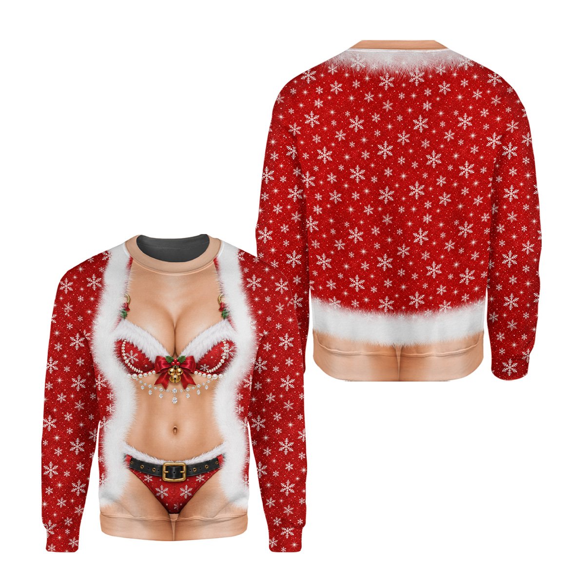 Alternative view of the Santa bikini illusion ugly sweater