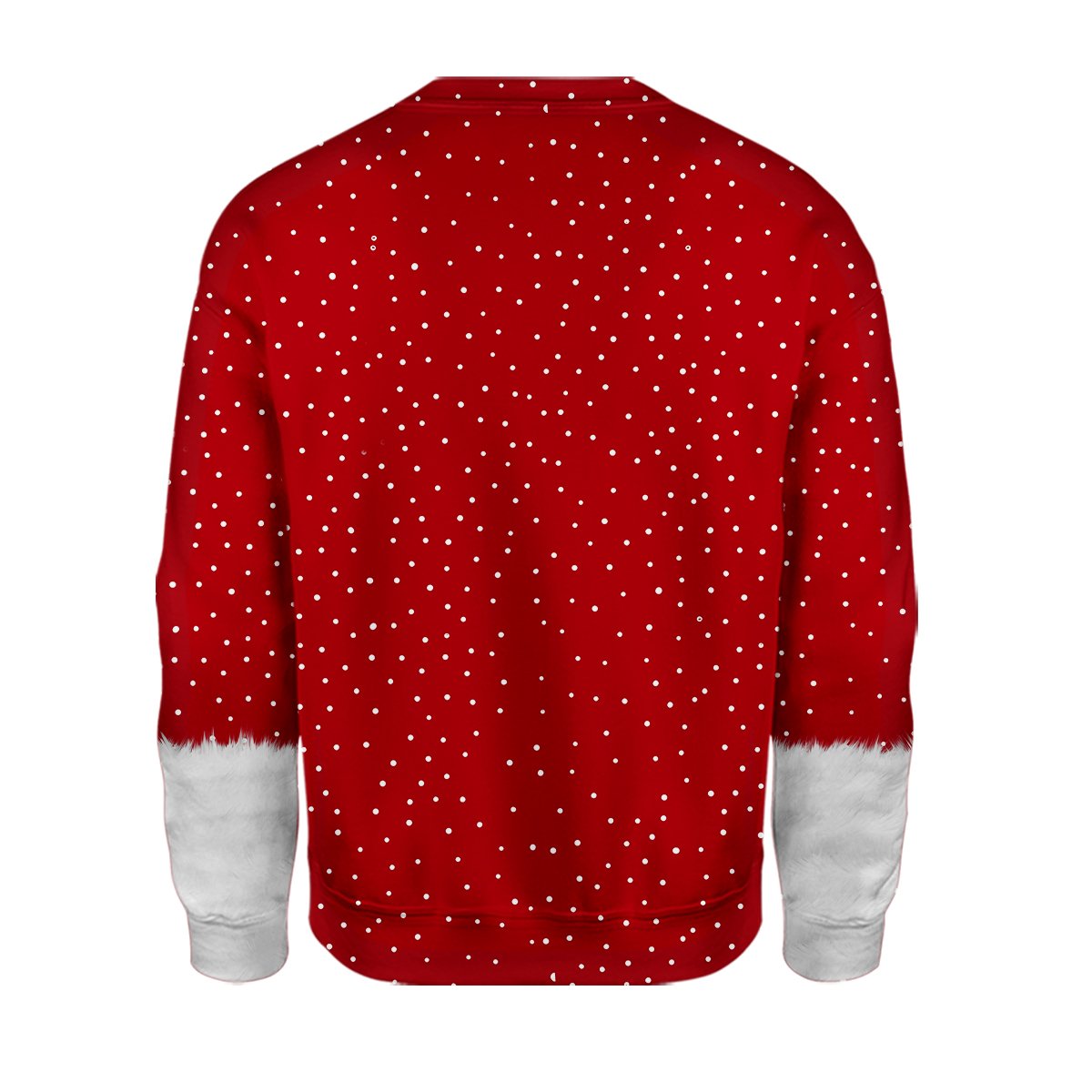 Second back view of the funny red Santa ugly sweater