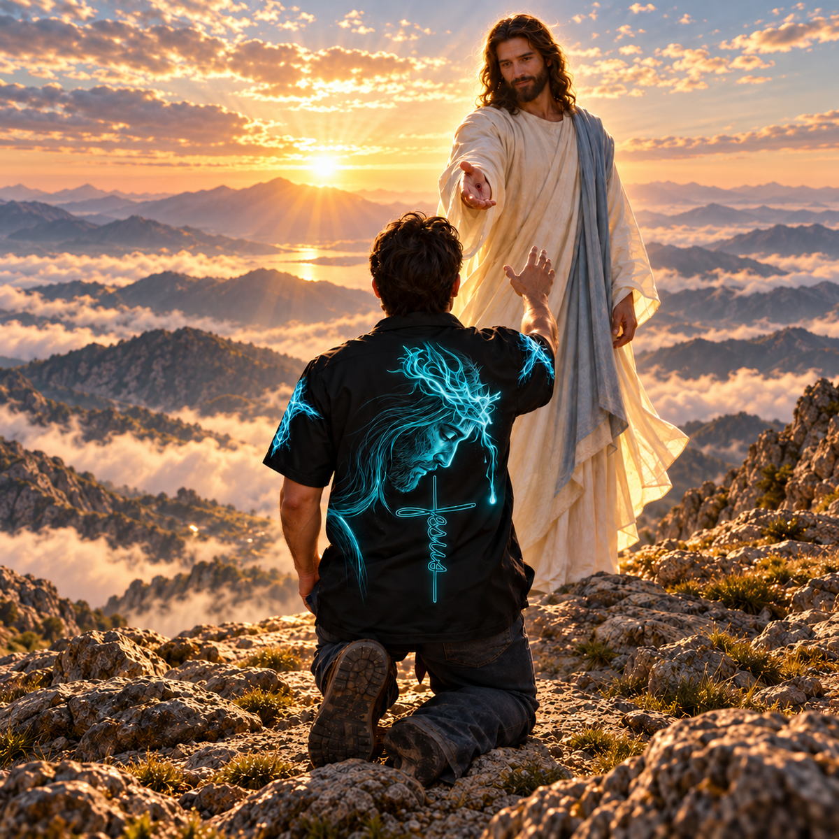 Jesus Is My Everything Shirt – Neon Lion & Crown of Thorns – Black – 8 Styles
