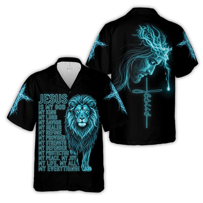 Jesus Is My Everything Christian hawaiian shirt, front and back views side by side
